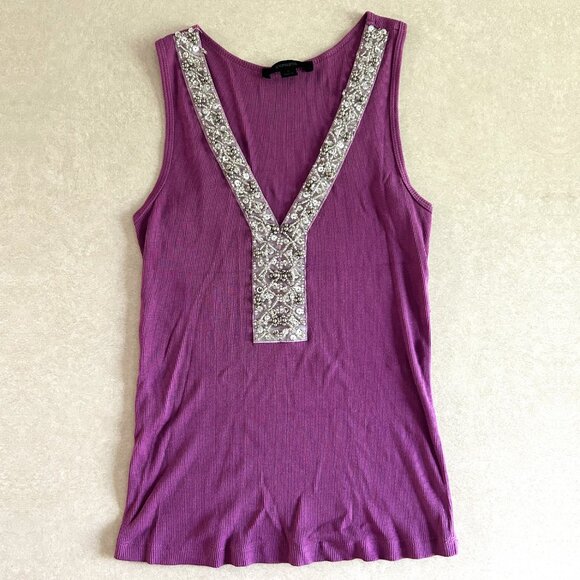Purple V-neck Embellished Sequin Tank ASO Sharpay Evans - Picture 2 of 7